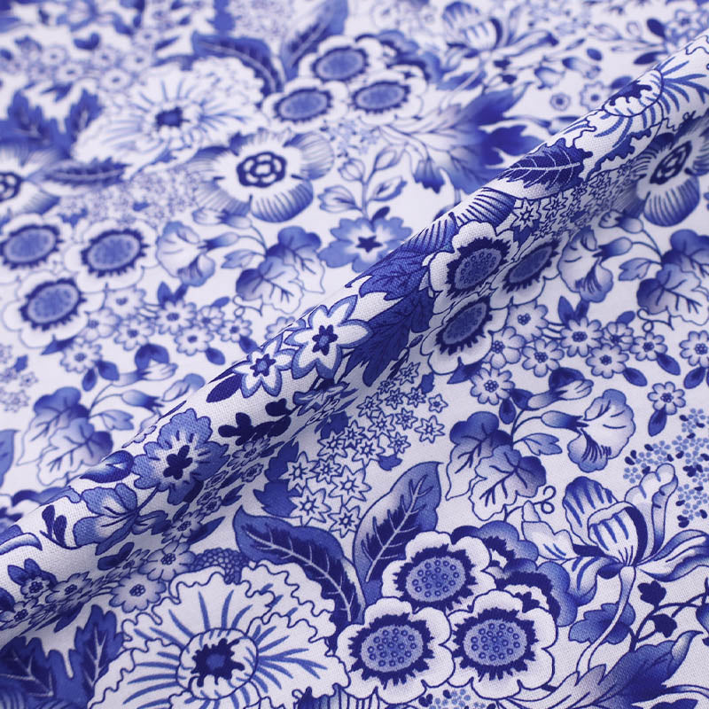 100% Cotton V&A Organic Cotton Fabric - Blue Garden