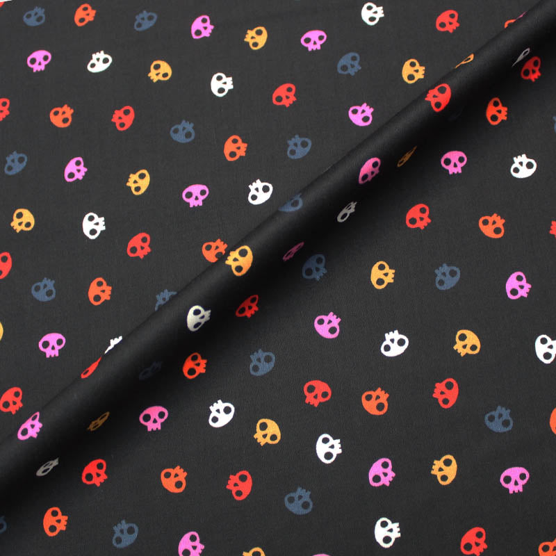 100% Cotton - Black- Tiny Skulls