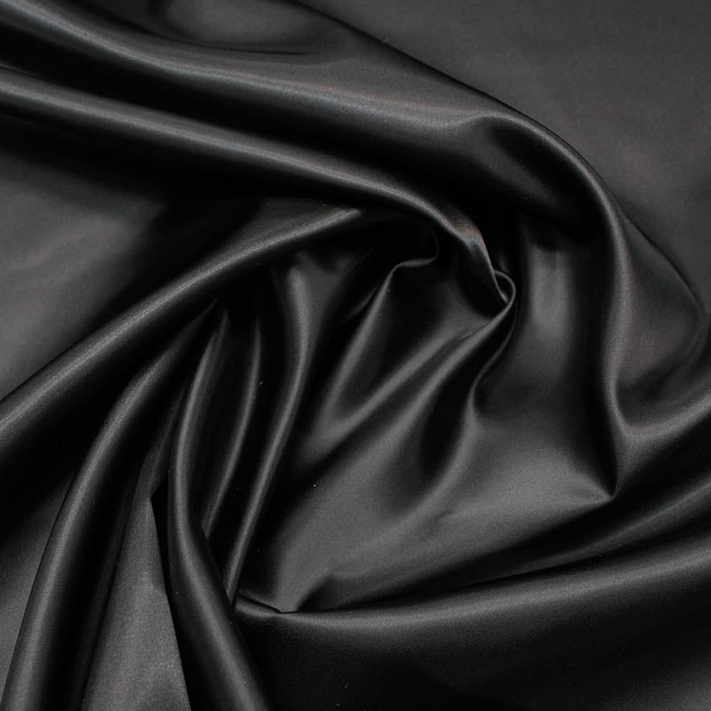 Heavy Crepe Back Satin Black, Fabric by the Yard