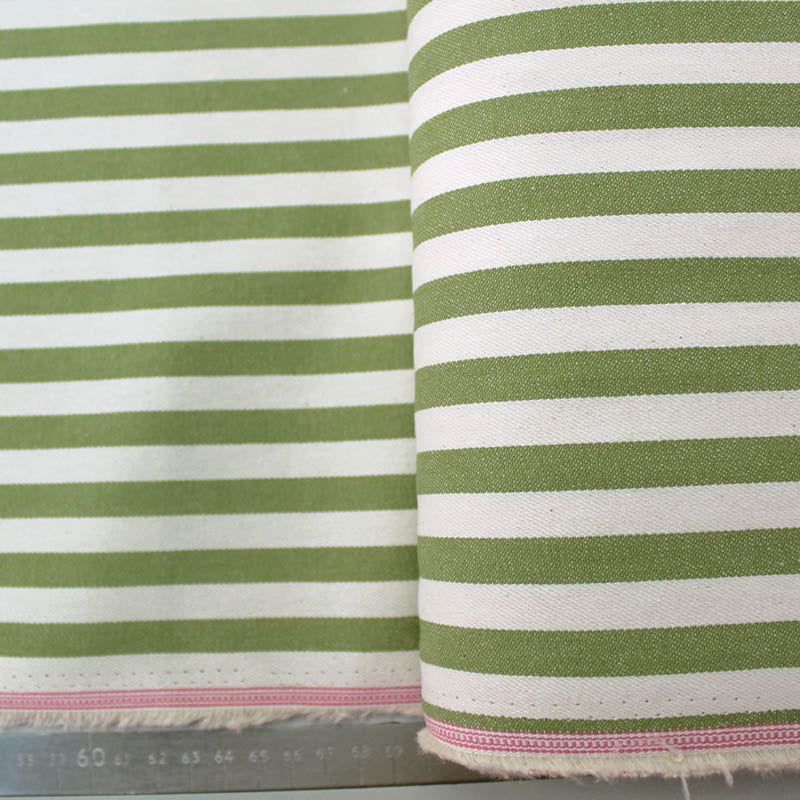 Dressmaking Cotton Twill - Medium Stripe - Green and White