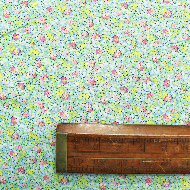 200CM REMNANT Dressmaking Floral Cotton Lawn - Neon - June