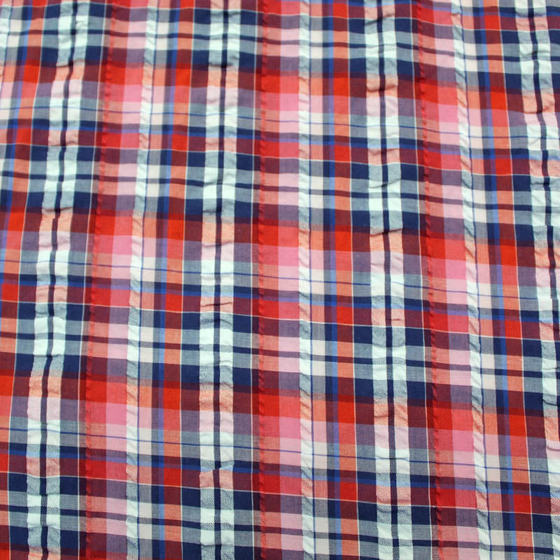 Dressmaking Red, White and Blue Check Seersucker