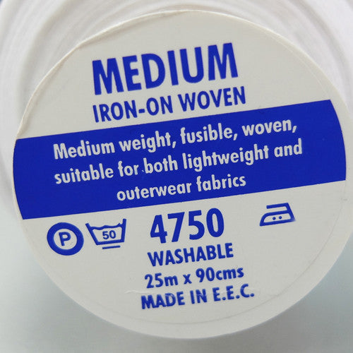 Medium Weight 100% Cotton Woven Fusible Interfacing Fabric - Black
