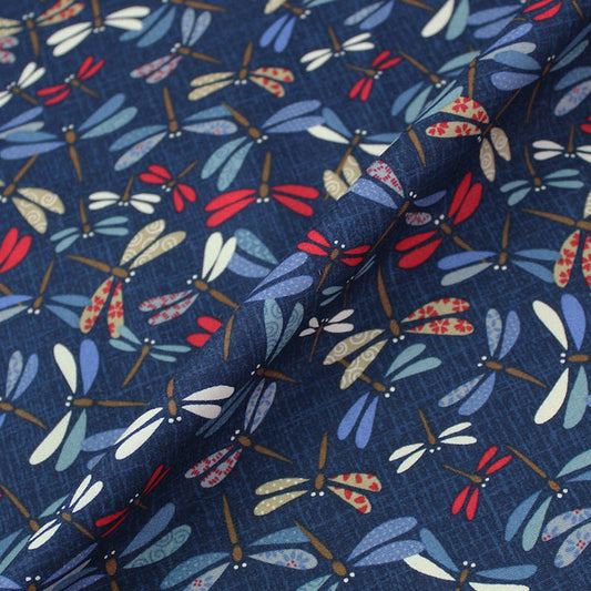 Printed Animal Cotton - Japanese Indigo Blue Dragonflies