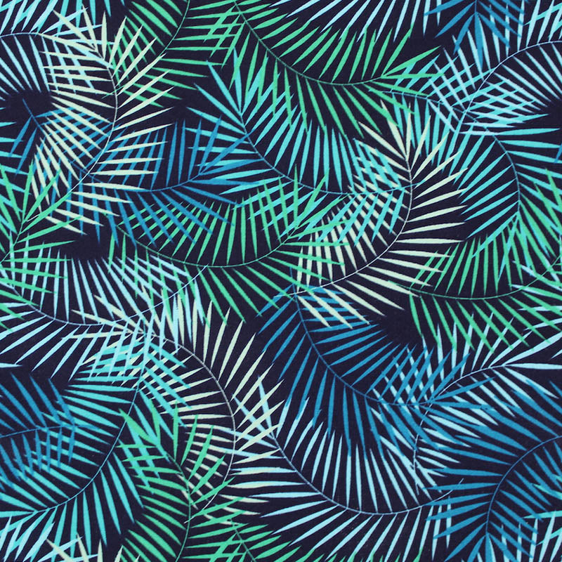 Printed Cotton Navy Blue Jungle Trails