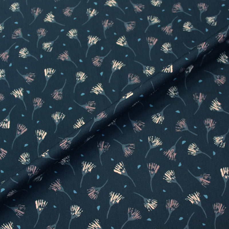 285CM REMNANT Wide Width Cotton Poplin - Breezy Floral - Dark Navy