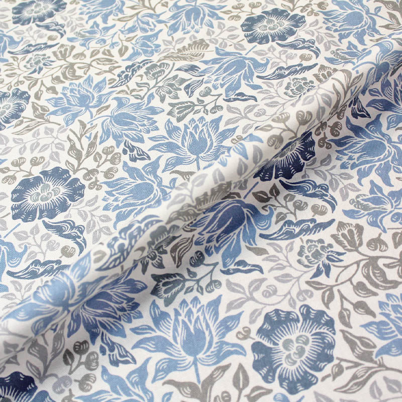 William Morris Blue and Ivory Mallow Furnishing Fabric