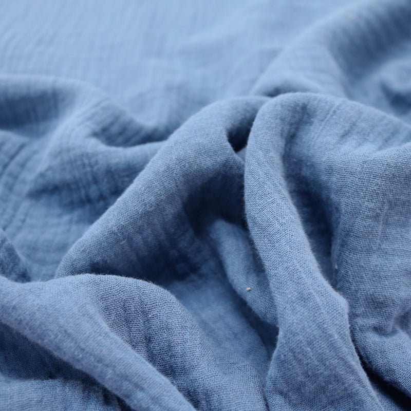 120CM REMNANT Cotton Double Gauze - Sea Blue