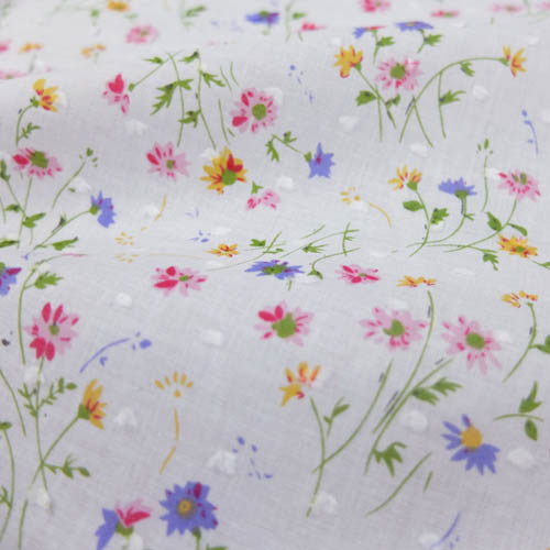 Cotton Fabric Pink Ditsy Floral Print on Cream Craft 