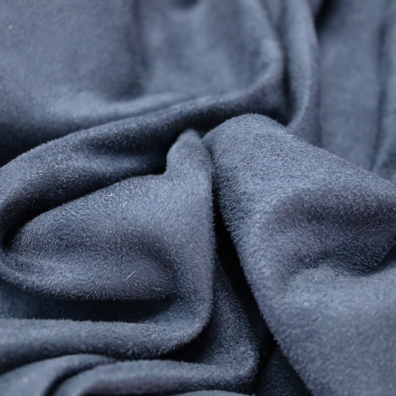 100% Polyester Blue Faux Suede Fabric - Navy