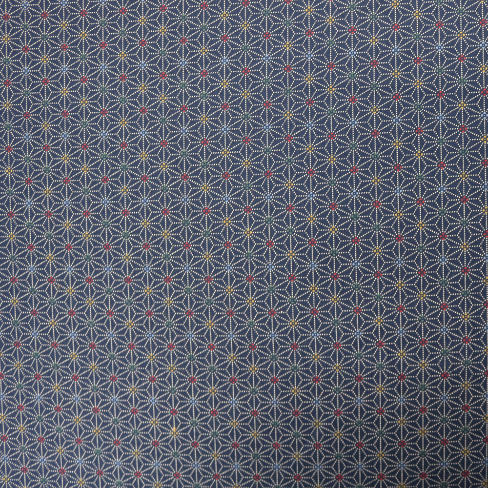 Japanese Indigo Print Cotton - Colourful Star