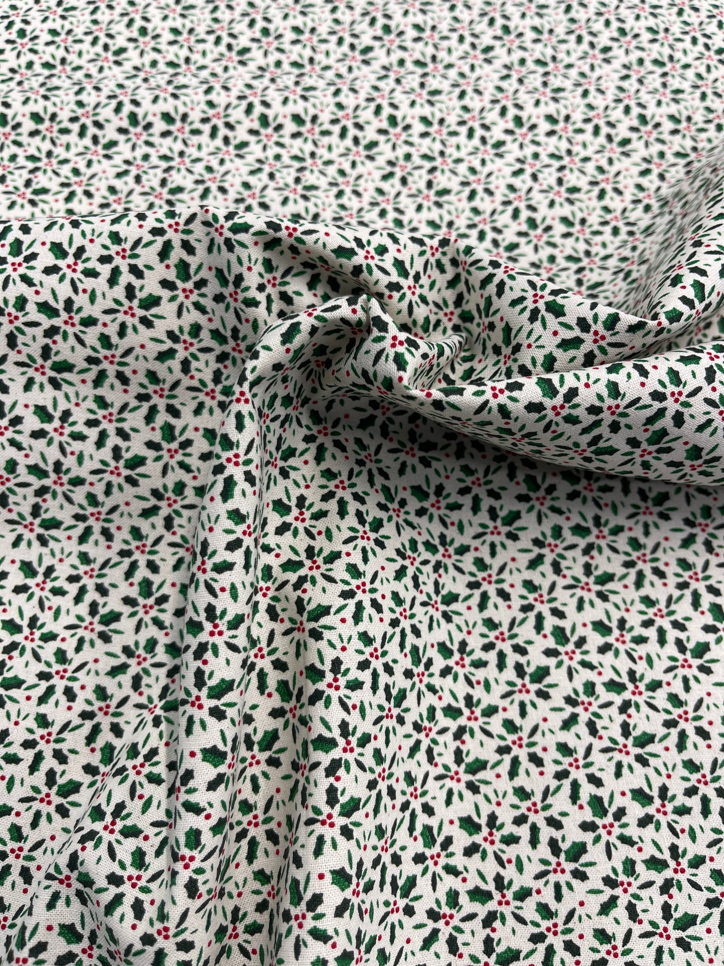 White Christmas Cotton - Holly Berry