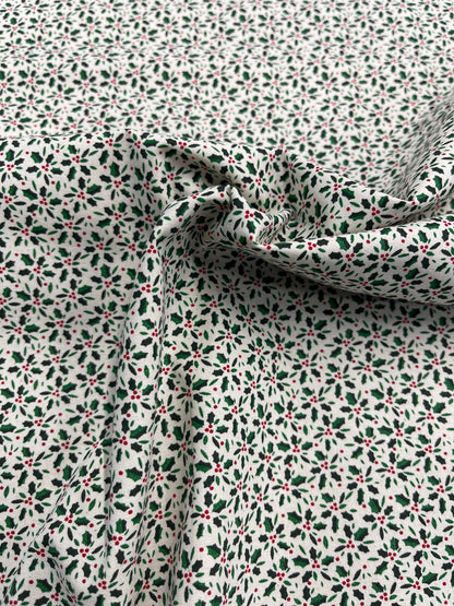 White Christmas Cotton - Holly Berry
