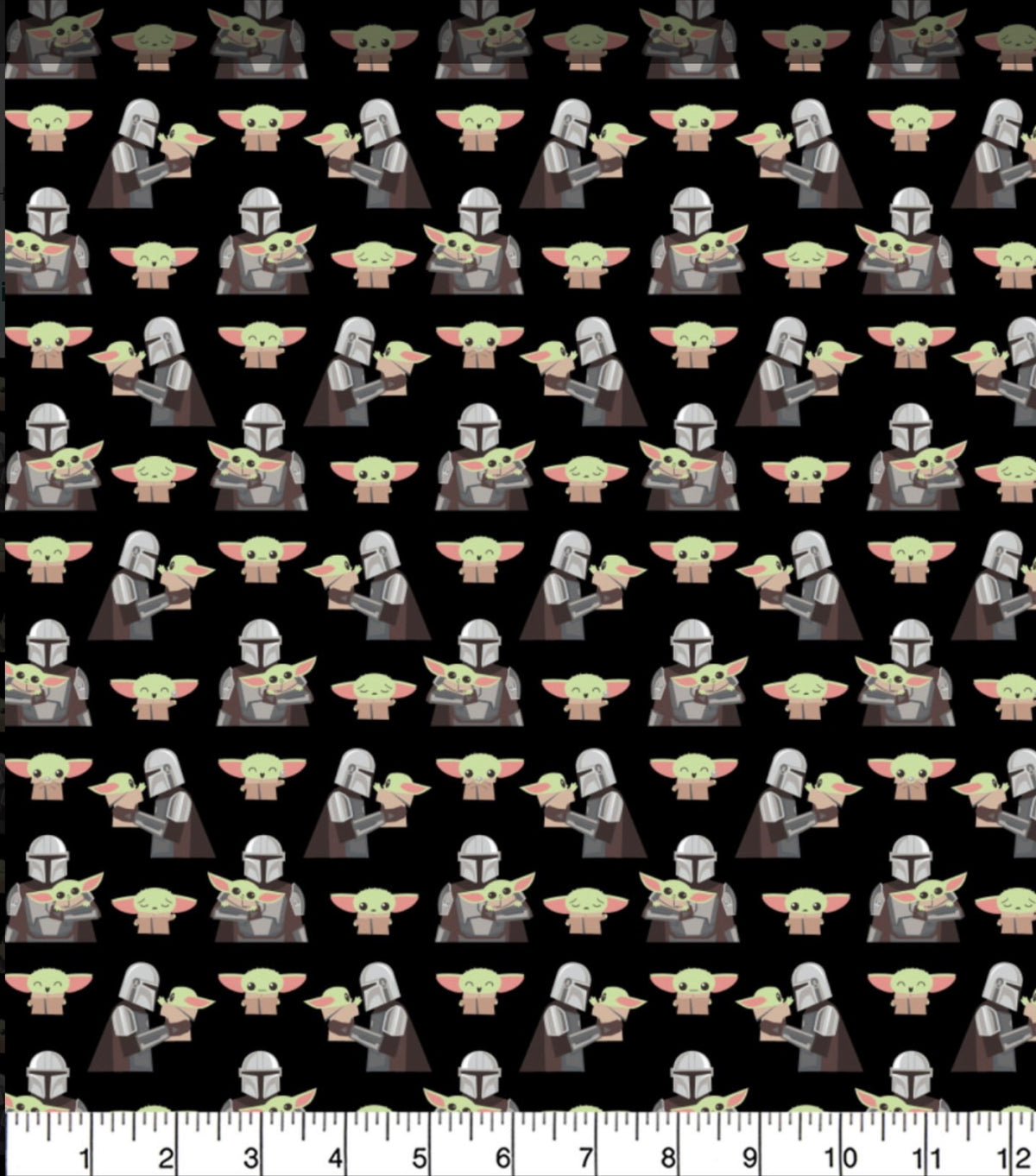 100% Cotton The Mandalorian and Grogu Black Cotton Fabric