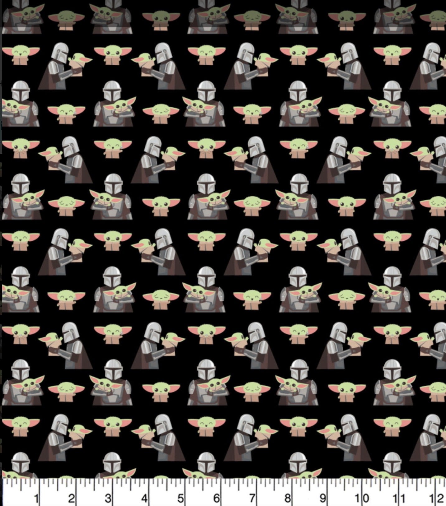 100% Cotton The Mandalorian and Grogu Black Cotton Fabric