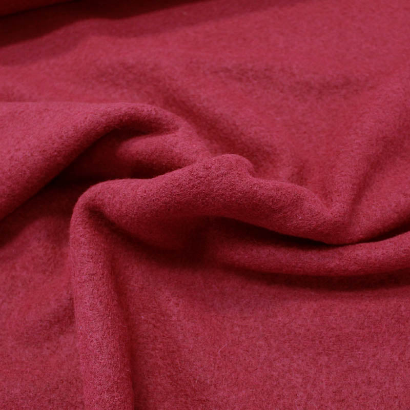 Burgundy Red Boiled Wool Dressmaking Fabric | Fabrics Galore