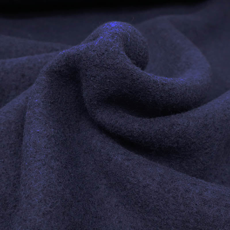 Plain Navy Boiled 100% Wool Fabric