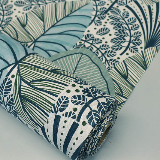 100% Cotton Fabric - Large Green Leaf Print