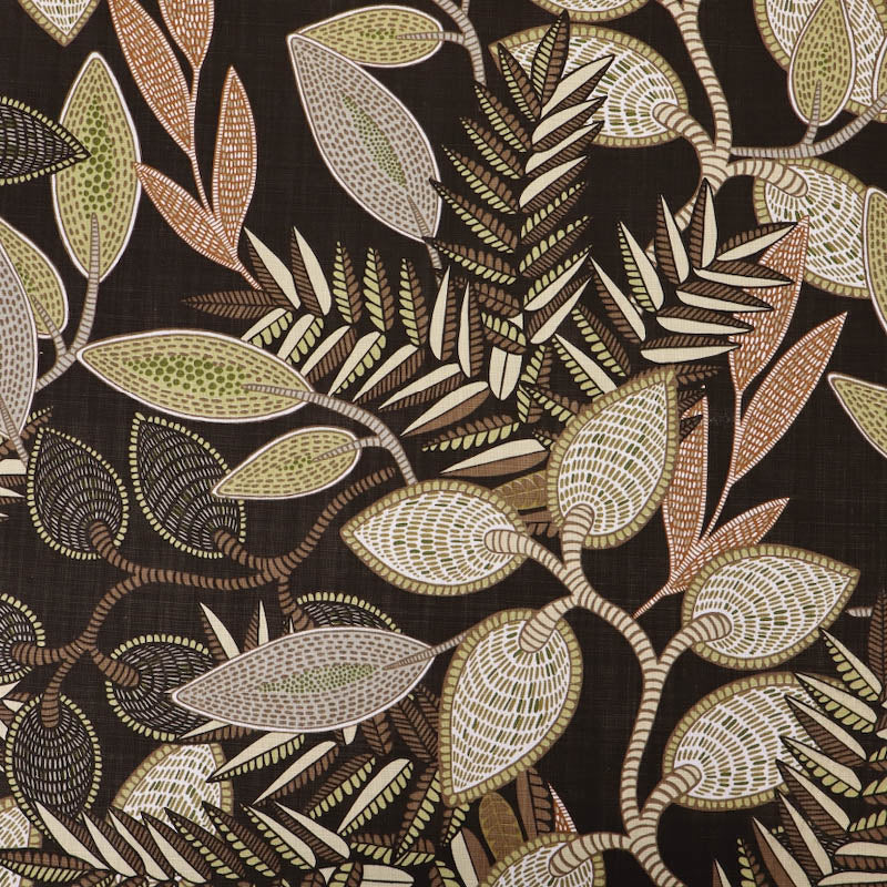 100% Cotton - Black - Desert Leaves