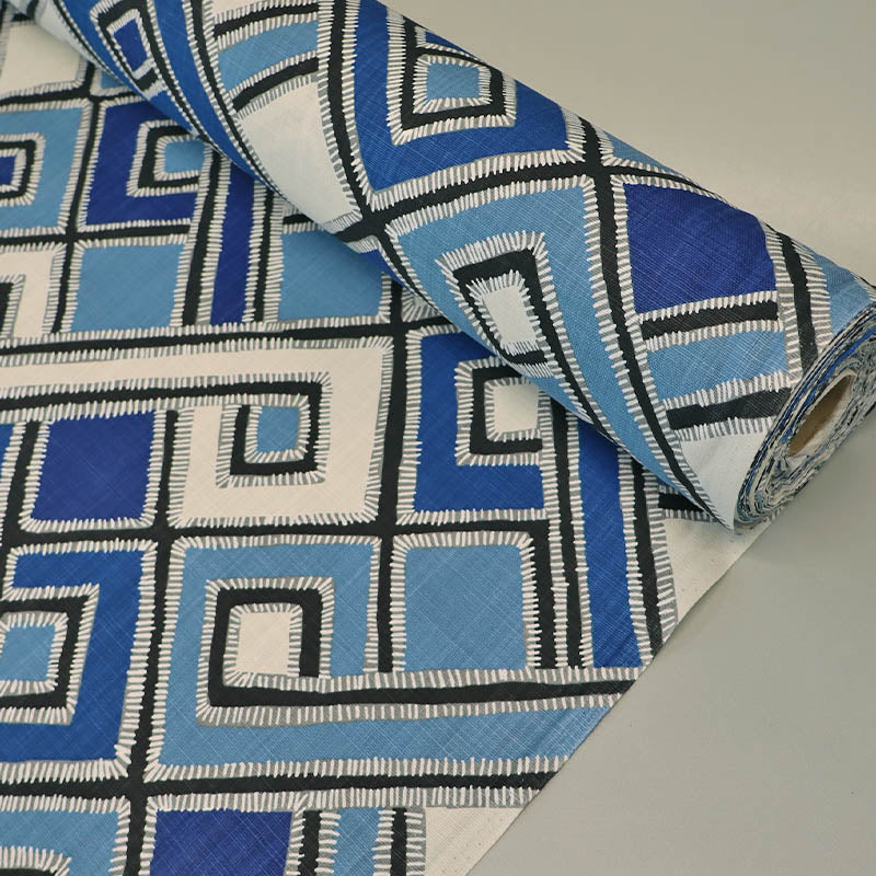 100% Cotton Blue Geometric Cotton Fabric