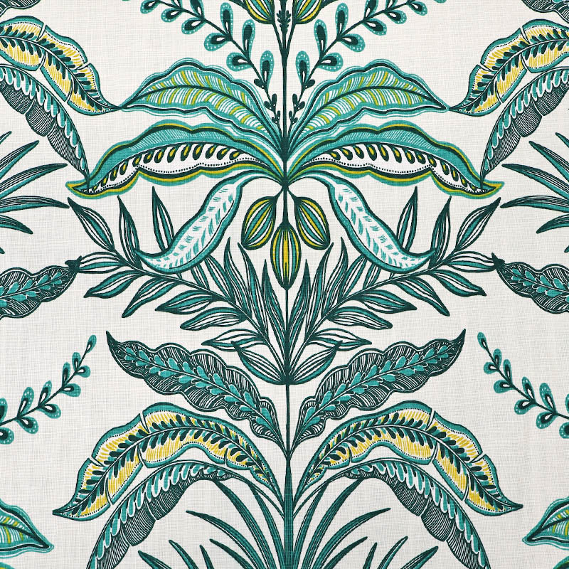 100% Cotton Tropical Fabric - Green Leaf Print