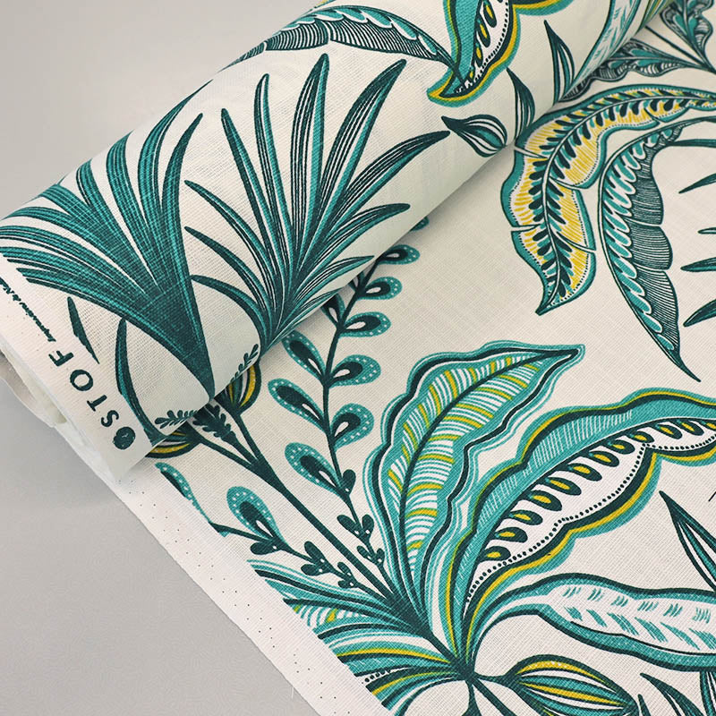 100% Cotton Tropical Fabric - Green Leaf Print