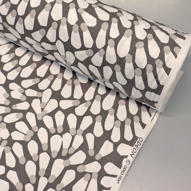 100% Cotton Grey Cotton Fabric - Sycamore Seed Print