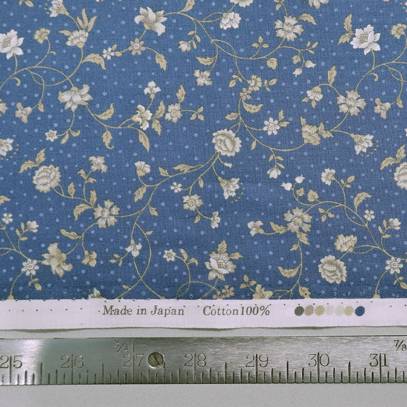 100% Cotton Blue Japanese Cotton Rose Print Fabric