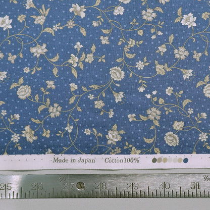 100% Cotton Blue Japanese Cotton Rose Print Fabric