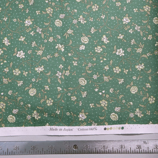 100% Cotton - Made in Japan - Green - Bramble Rose