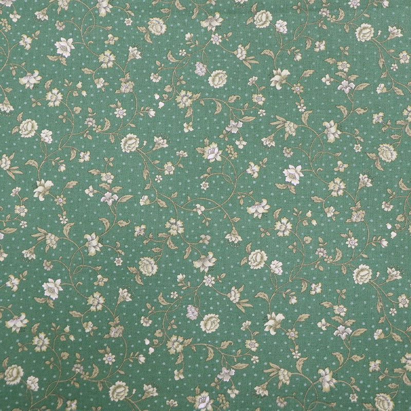 100% Cotton - Made in Japan - Green - Bramble Rose