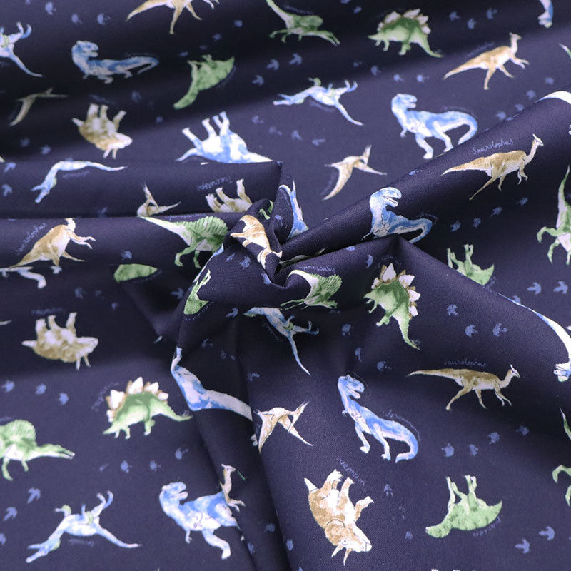 100% Cotton Navy Japanese Cotton Dinosaur print Fabric