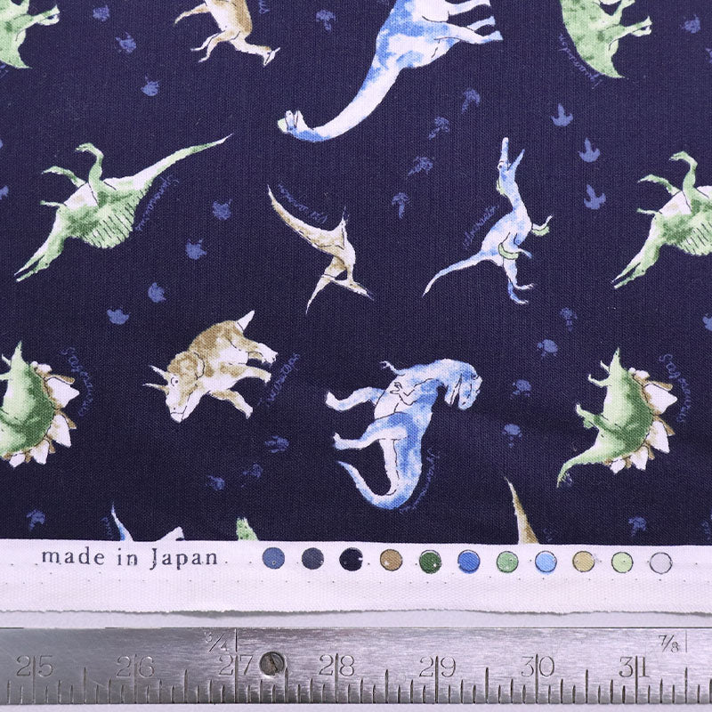 100% Cotton - Made in Japan - Navy - Dinosaurs