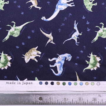 100% Cotton Navy Japanese Cotton Dinosaur print Fabric