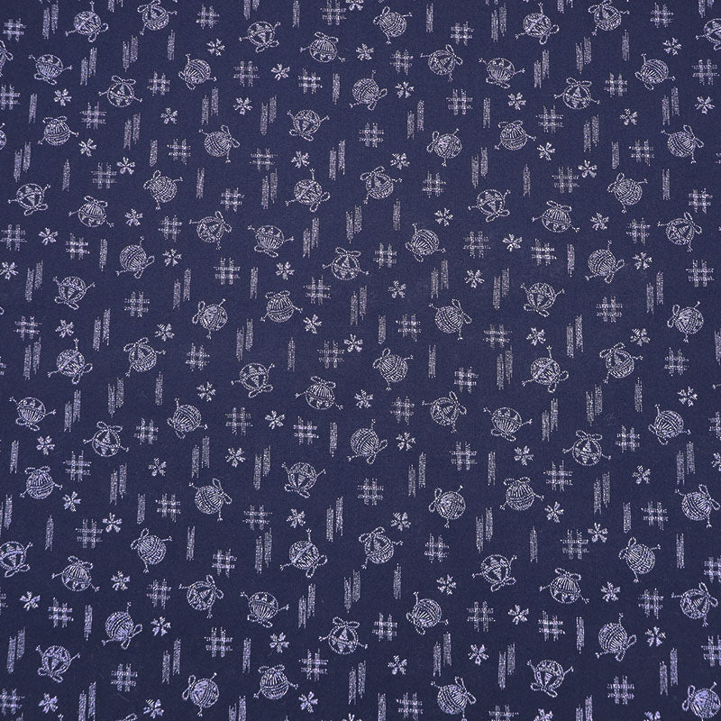 100% Cotton Navy Blue Cotton Fabric - Knitting Yarn Print