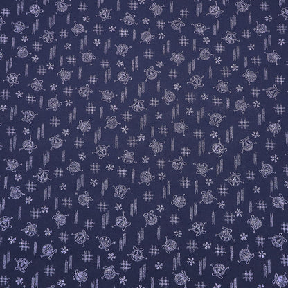 100% Cotton Navy Blue Cotton Fabric - Knitting Yarn Print