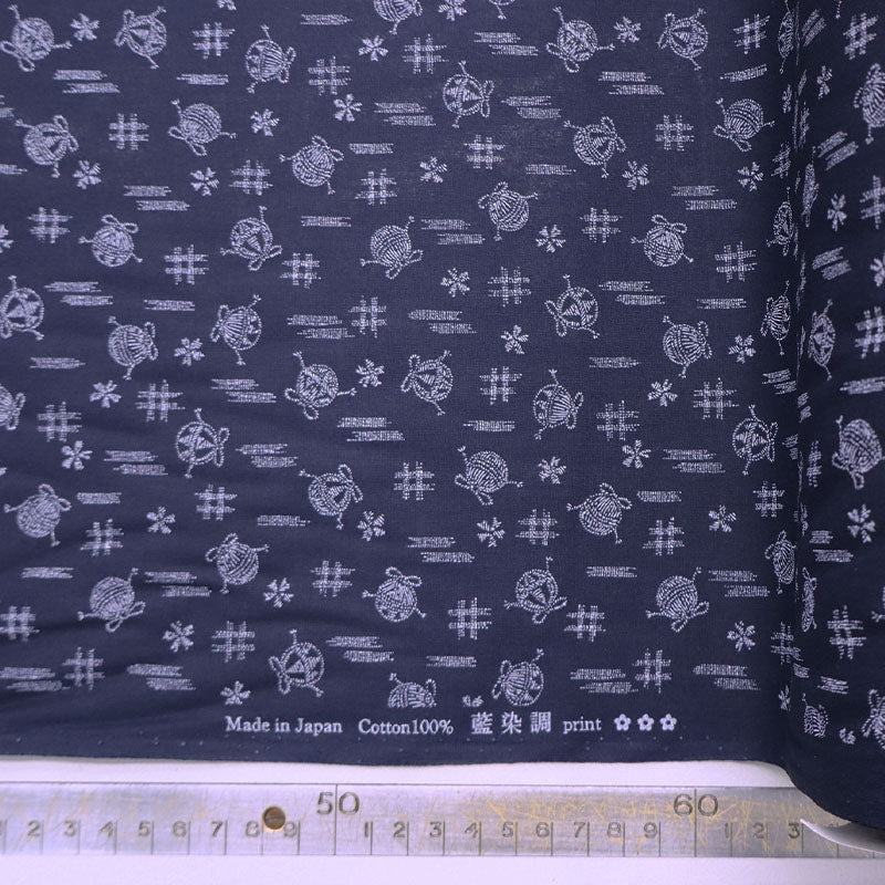 100% Cotton Navy Blue Cotton Fabric - Knitting Yarn Print