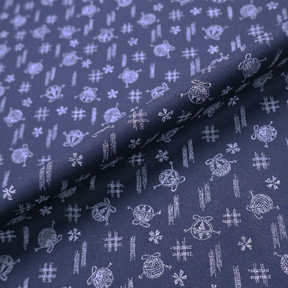 100% Cotton Navy Blue Cotton Fabric - Knitting Yarn Print