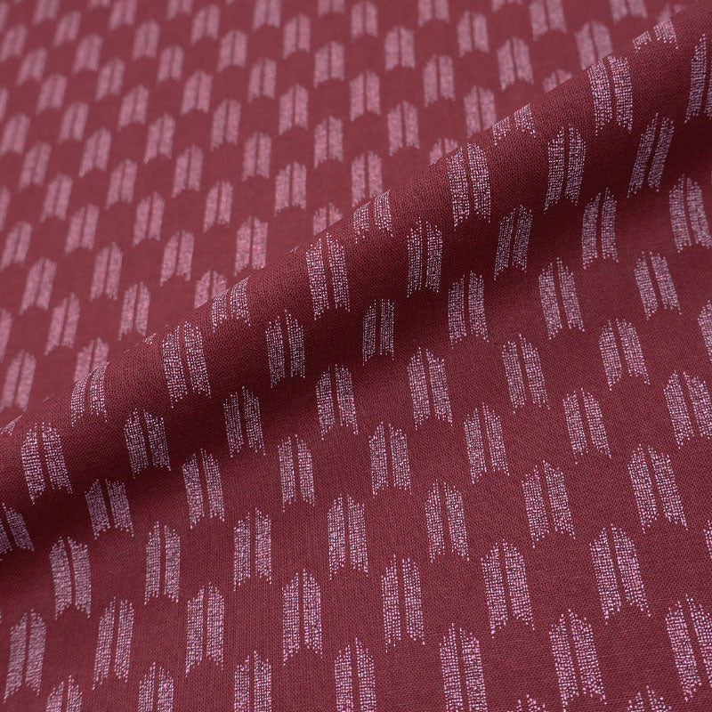 100% Cotton Maroon Red Japanese Cotton Fabric - Geometric Print in White