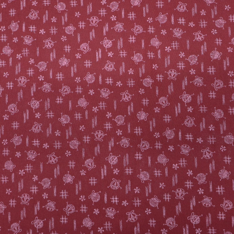 100% Cotton Dark Red Cotton Fabric - Knitting Yarn Print