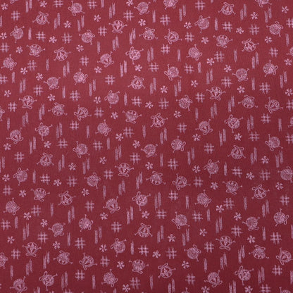 100% Cotton Dark Red Cotton Fabric - Knitting Yarn Print