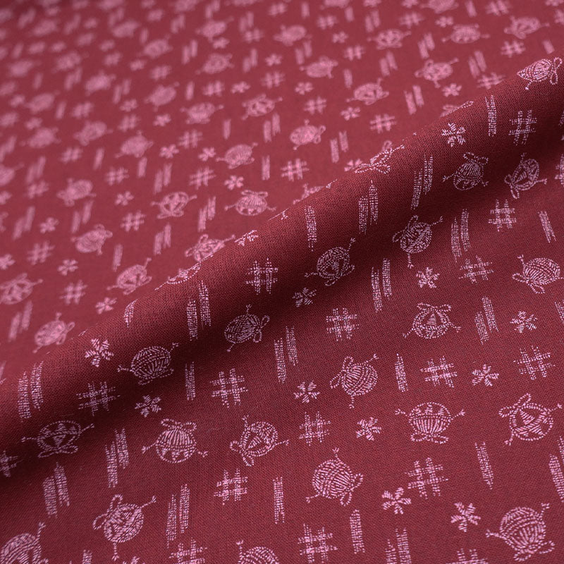 100% Cotton Dark Red Cotton Fabric - Knitting Yarn Print