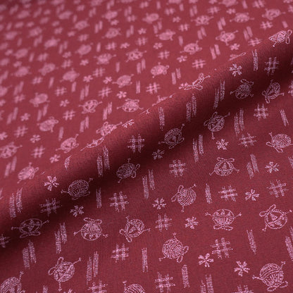 100% Cotton Dark Red Cotton Fabric - Knitting Yarn Print