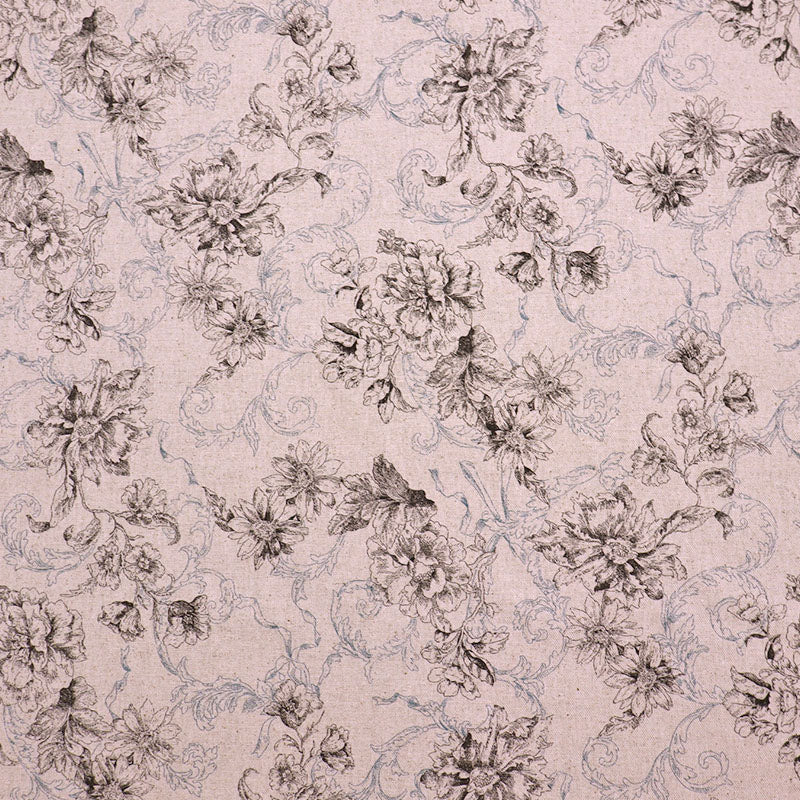 85% Cotton 15% Linen Cotton Linen Fabric Made in Japan  - Taupe Floral