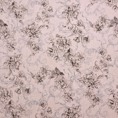 85% Cotton 15% Linen Cotton Linen Fabric Made in Japan  - Taupe Floral