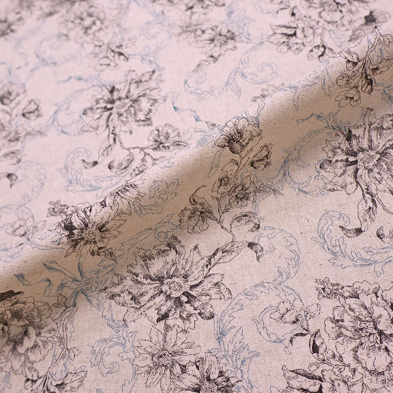 85% Cotton 15% Linen Cotton Linen Fabric Made in Japan  - Taupe Floral