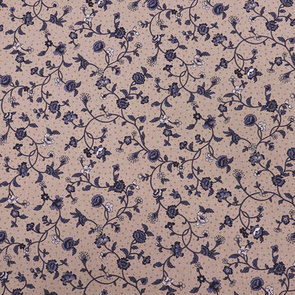 100% Cotton - Made in Japan - Taupe and Navy - Bramble Rose