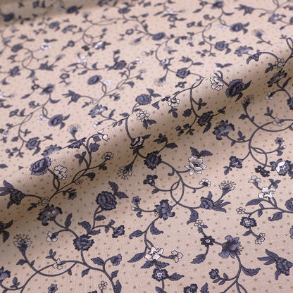 100% Cotton - Made in Japan - Taupe and Navy - Bramble Rose