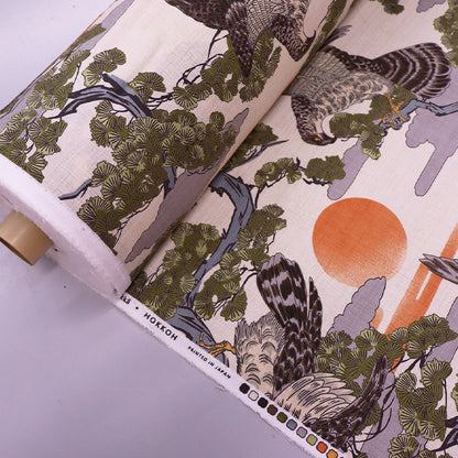 100% Cotton Bird Print Cream Japanese Cotton Fabric