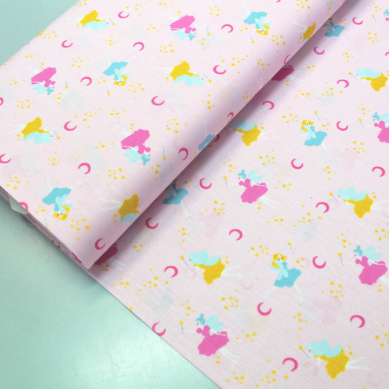 Pink Fairy Print Cotton Poplin Fabric